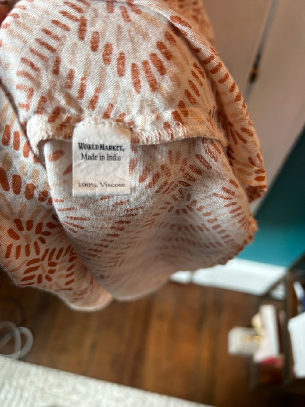 Cost Plus World Market Cream and Rust Patterned Maxi Dress - Picture 3 of 4